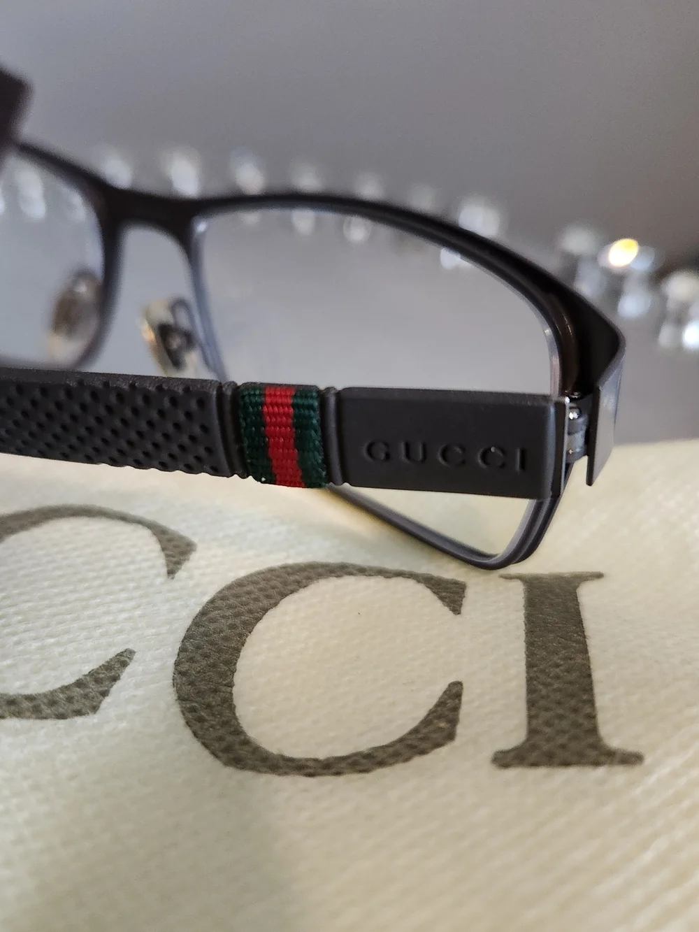 Gucci Brown Monogram Eyeglass Case with Dark Brown Frames. EUC With COA